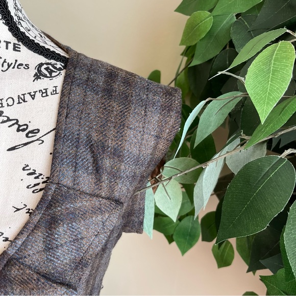 Perla de Pari Vintage Wool Plaid Dress Brown Sz 0 - Picture 2 of 16